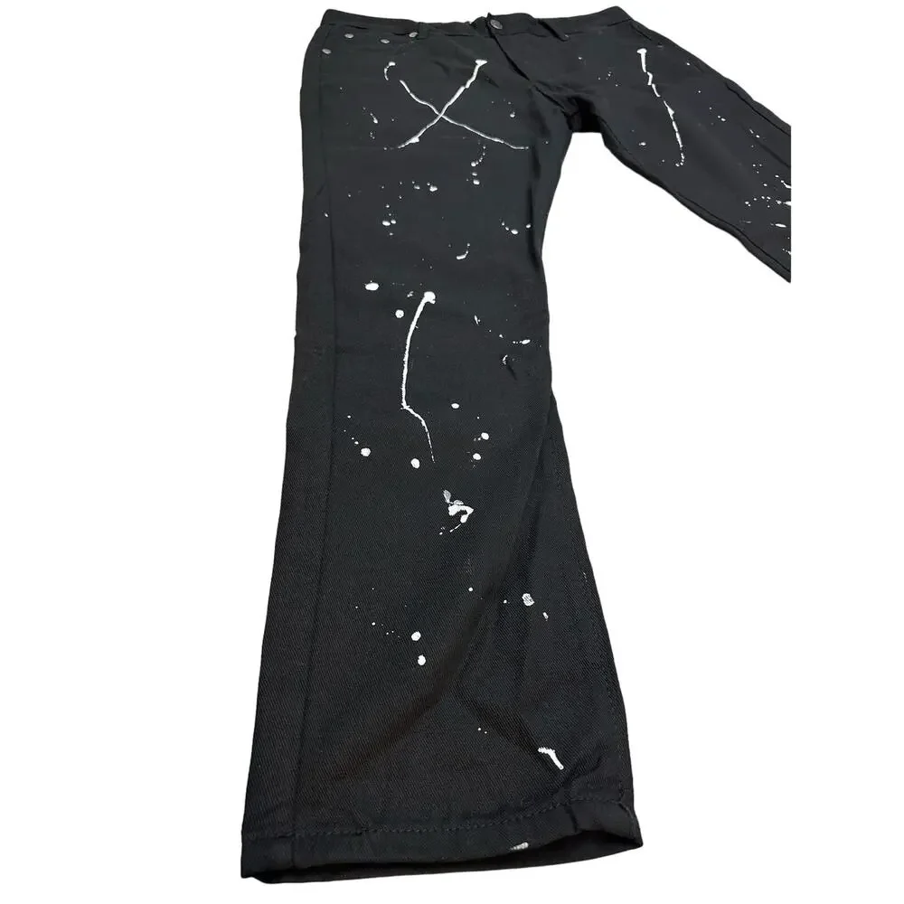 Jeanetix paint splattered black jeans size 40 x 32